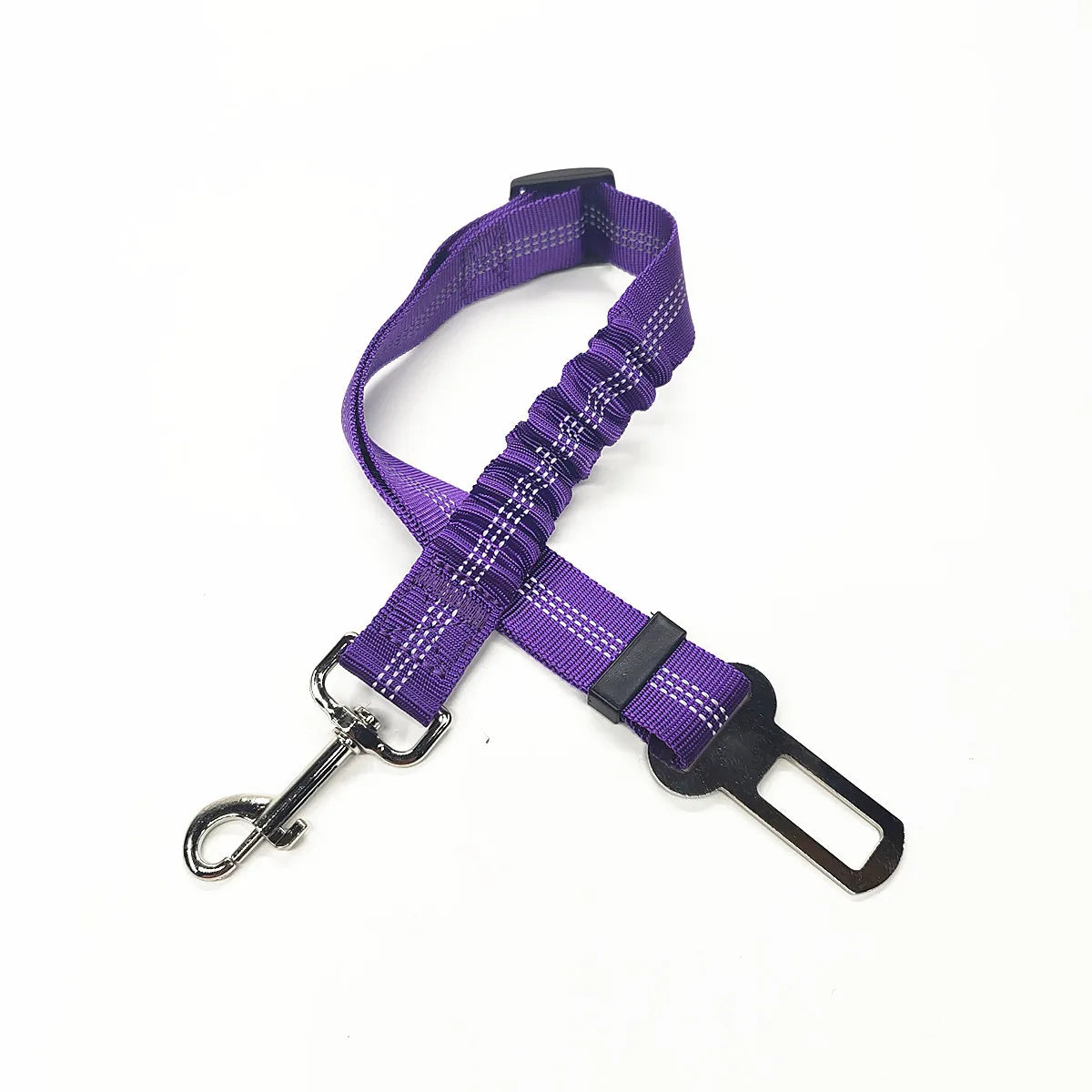 Dog Car Seat Belt — Bungee Elastic, Reflective Nylon with 360° Swivel Clip
