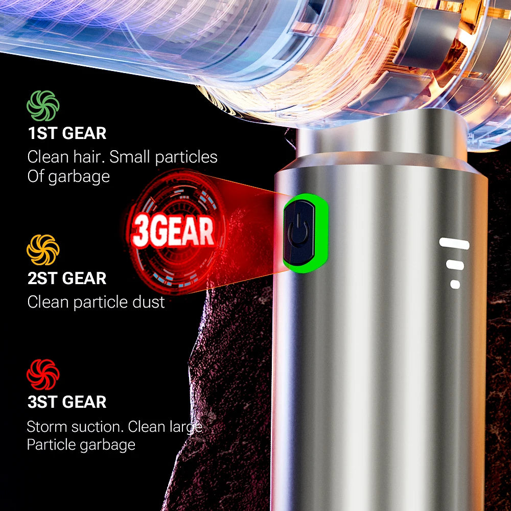 Mini Car Vacuum — Cordless with 3 Speed Settings + Blow Function