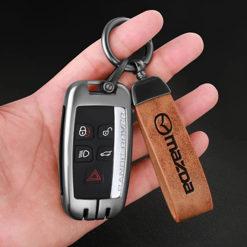 Mazda Leather Keychain — Embossed Logo, Metal Horseshoe Clasp, Premium Finish
