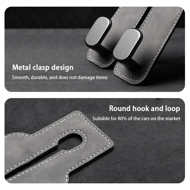 Leather Headrest Hook — Dual-Hook Hanger