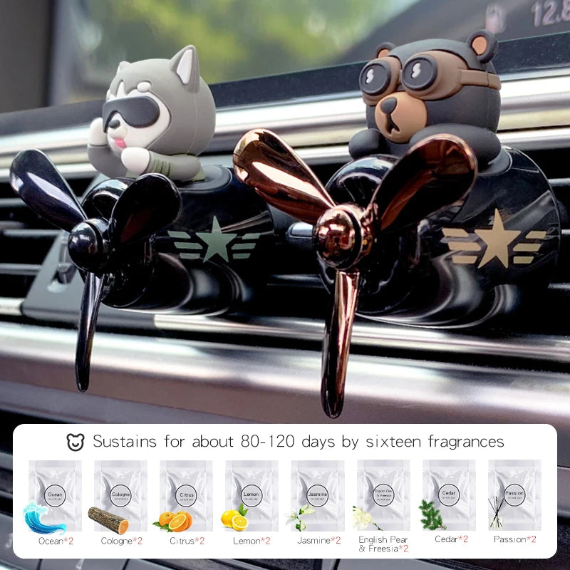 Rotating Propeller Car Air Freshener — Novelty Vent Clip with Solid Fragrance