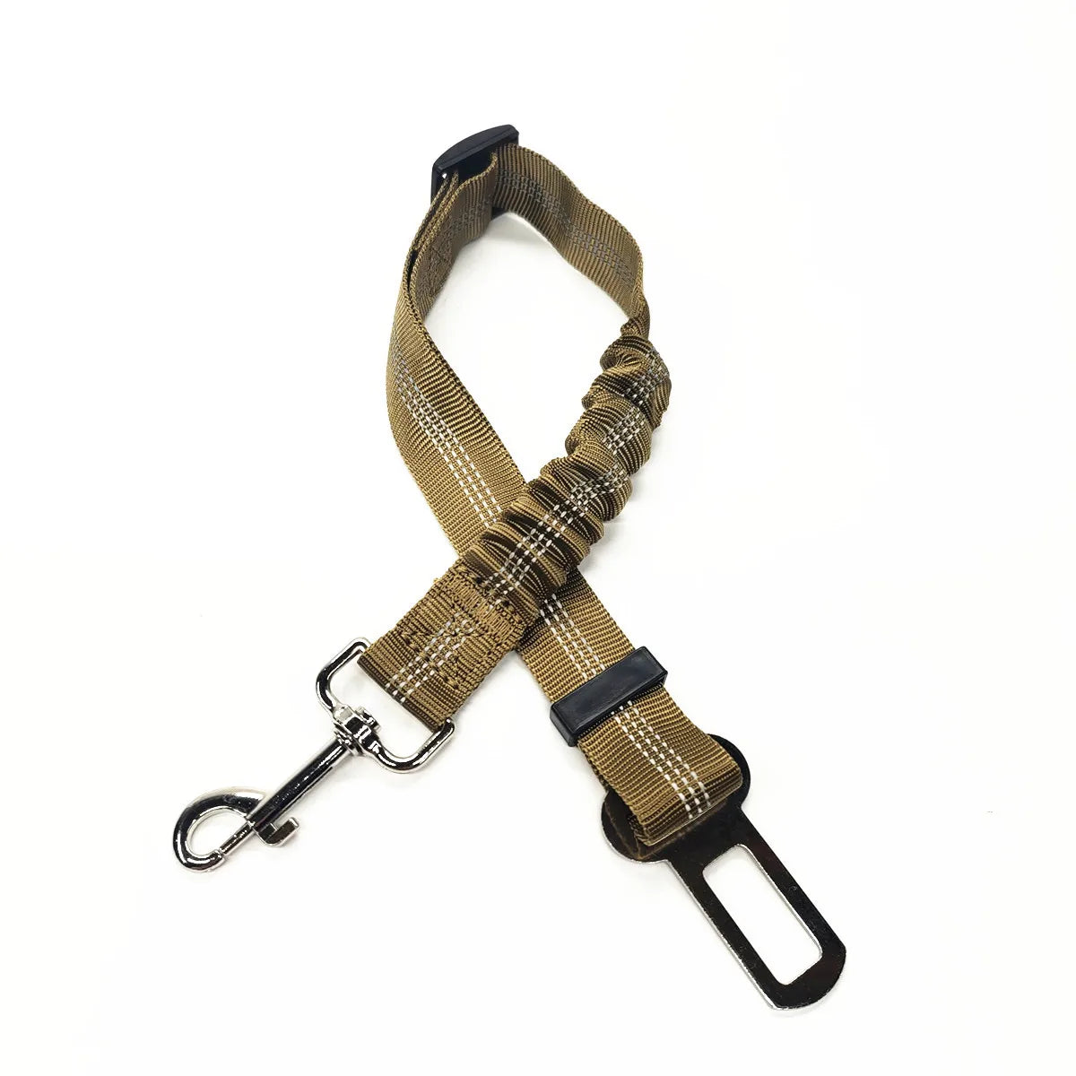 Dog Car Seat Belt — Bungee Elastic, Reflective Nylon with 360° Swivel Clip