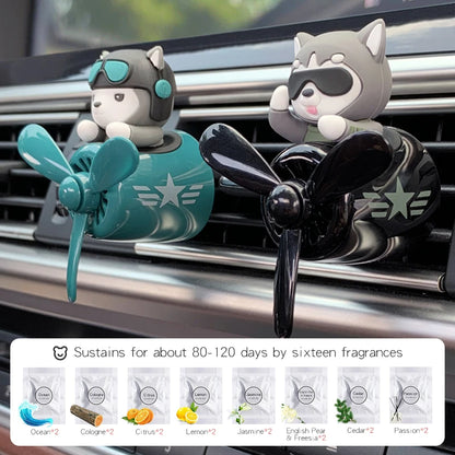 Rotating Propeller Car Air Freshener — Novelty Vent Clip with Solid Fragrance