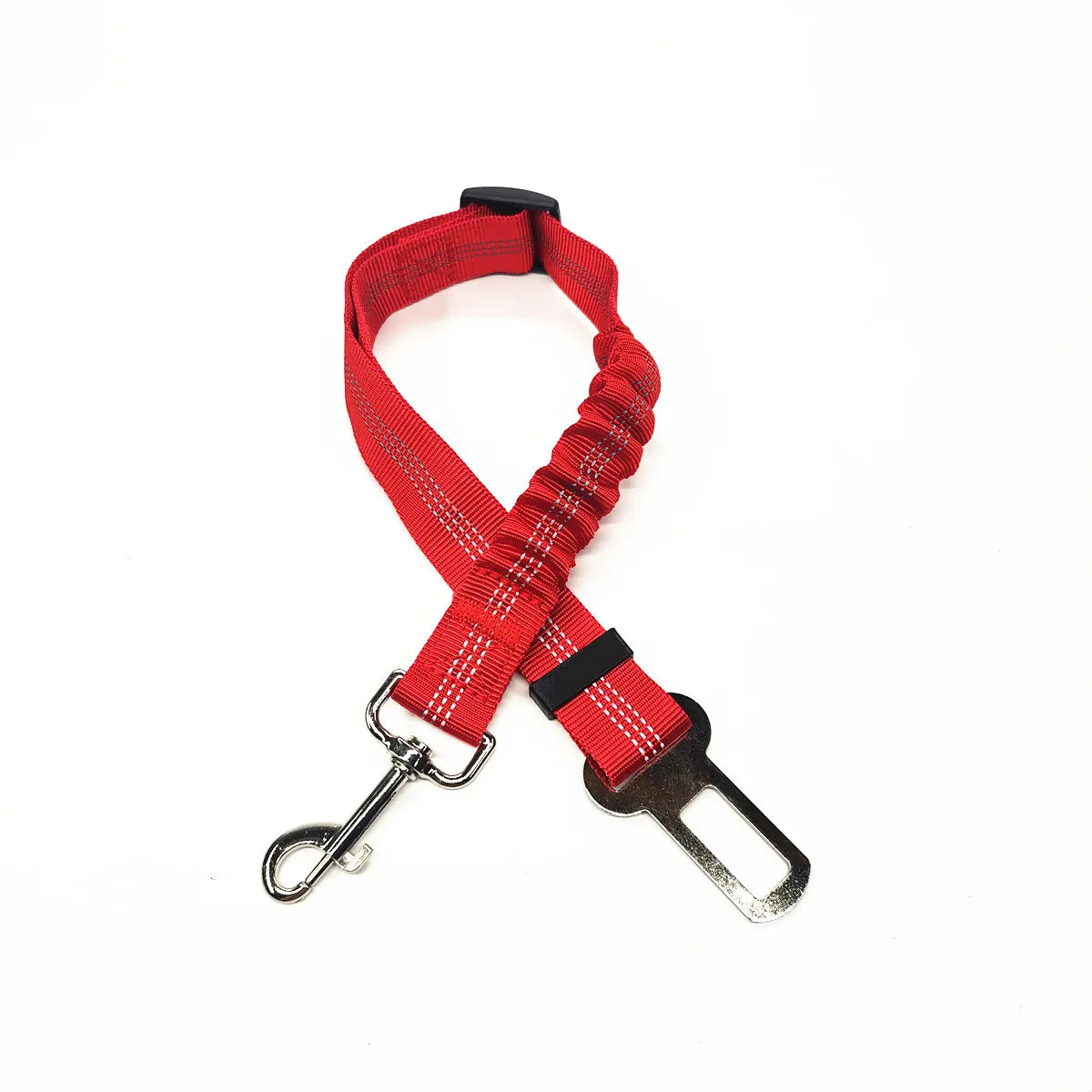 Dog Car Seat Belt — Bungee Elastic, Reflective Nylon with 360° Swivel Clip
