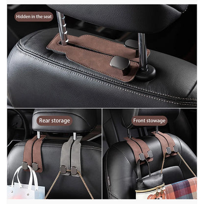 Leather Headrest Hook — Dual-Hook Hanger