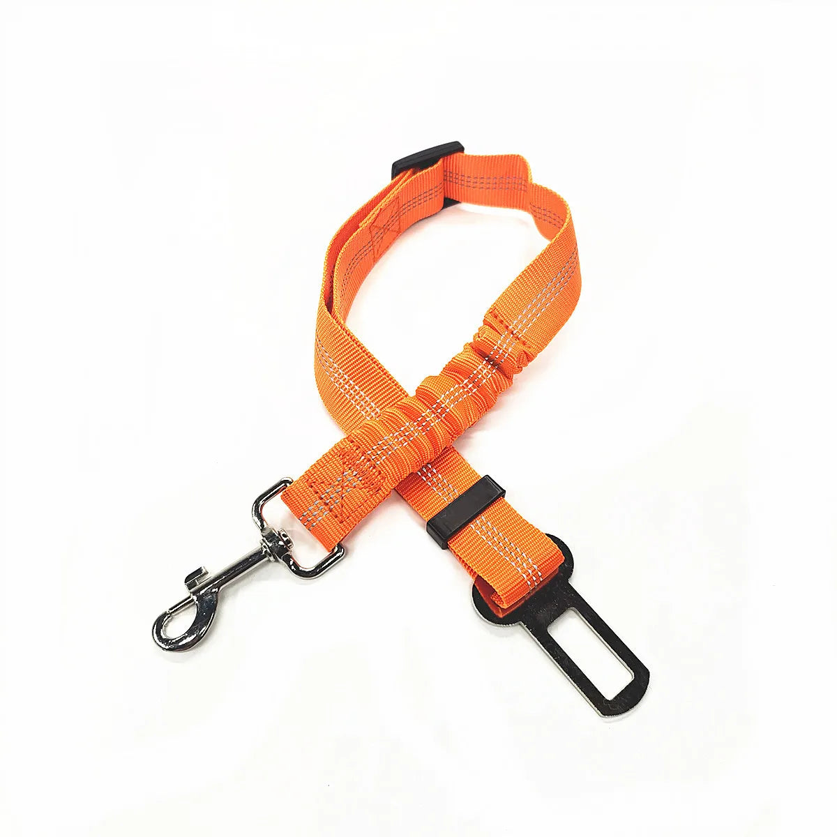 Dog Car Seat Belt — Bungee Elastic, Reflective Nylon with 360° Swivel Clip