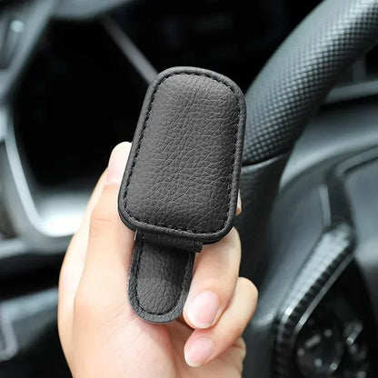 Sun Visor Glasses Holder — Premium Leather Magnetic Clip