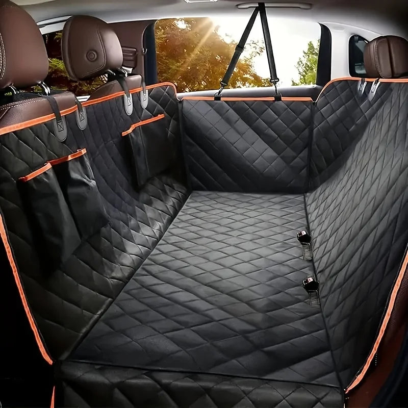 Dog Car Seat Cover & Hammock — Waterproof Oxford, Side Flaps, Seat Belt Access
