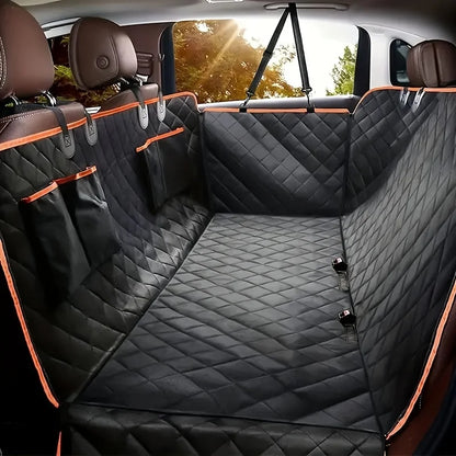 Dog Car Seat Cover & Hammock — Waterproof Oxford, Side Flaps, Seat Belt Access