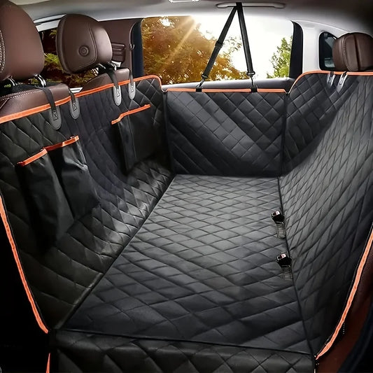 Dog Car Seat Cover & Hammock — Waterproof Oxford, Side Flaps, Seat Belt Access