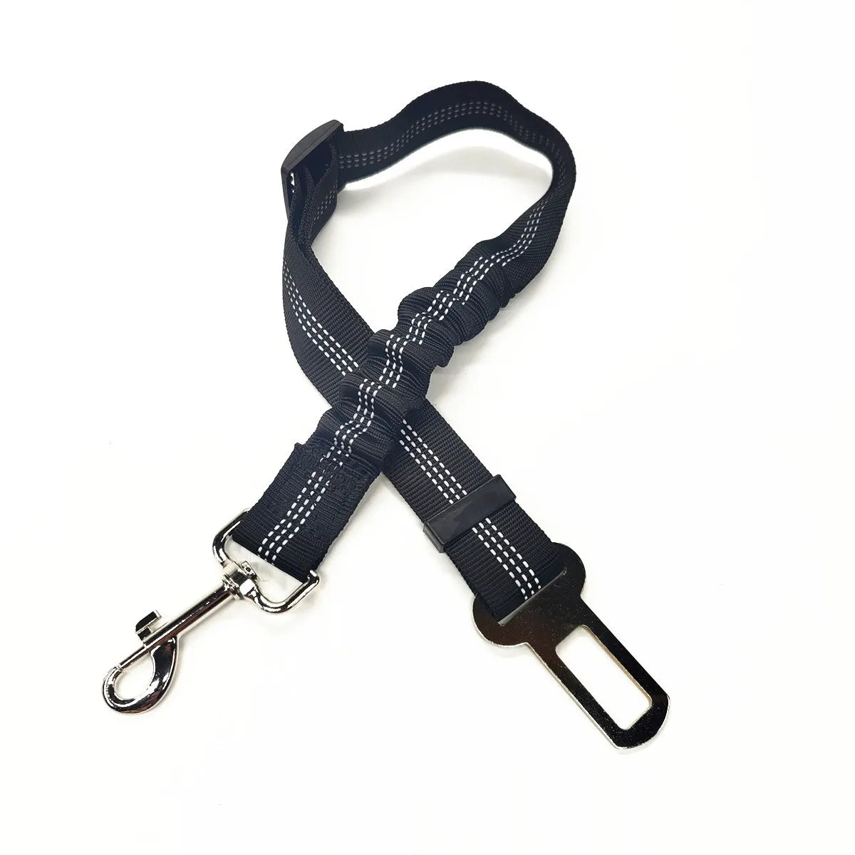Dog Car Seat Belt — Bungee Elastic, Reflective Nylon with 360° Swivel Clip