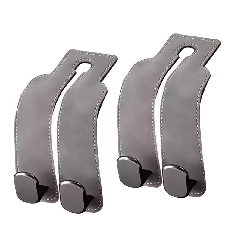 Leather Headrest Hook — Dual-Hook Hanger