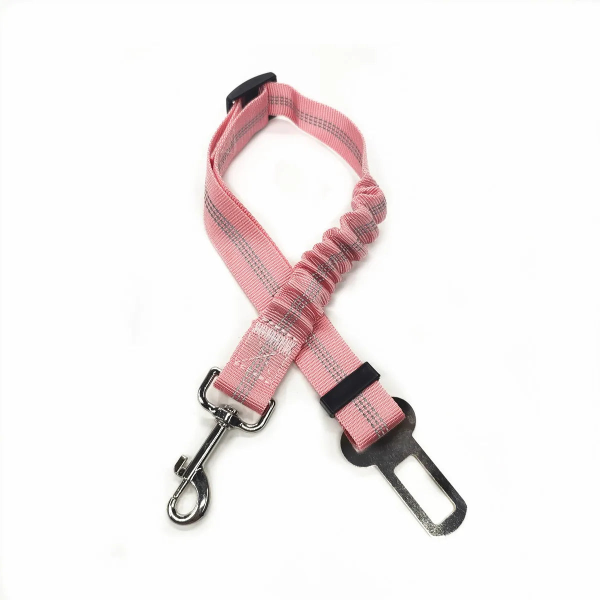 Dog Car Seat Belt — Bungee Elastic, Reflective Nylon with 360° Swivel Clip