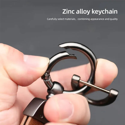 Mazda Leather Keychain — Embossed Logo, Metal Horseshoe Clasp, Premium Finish